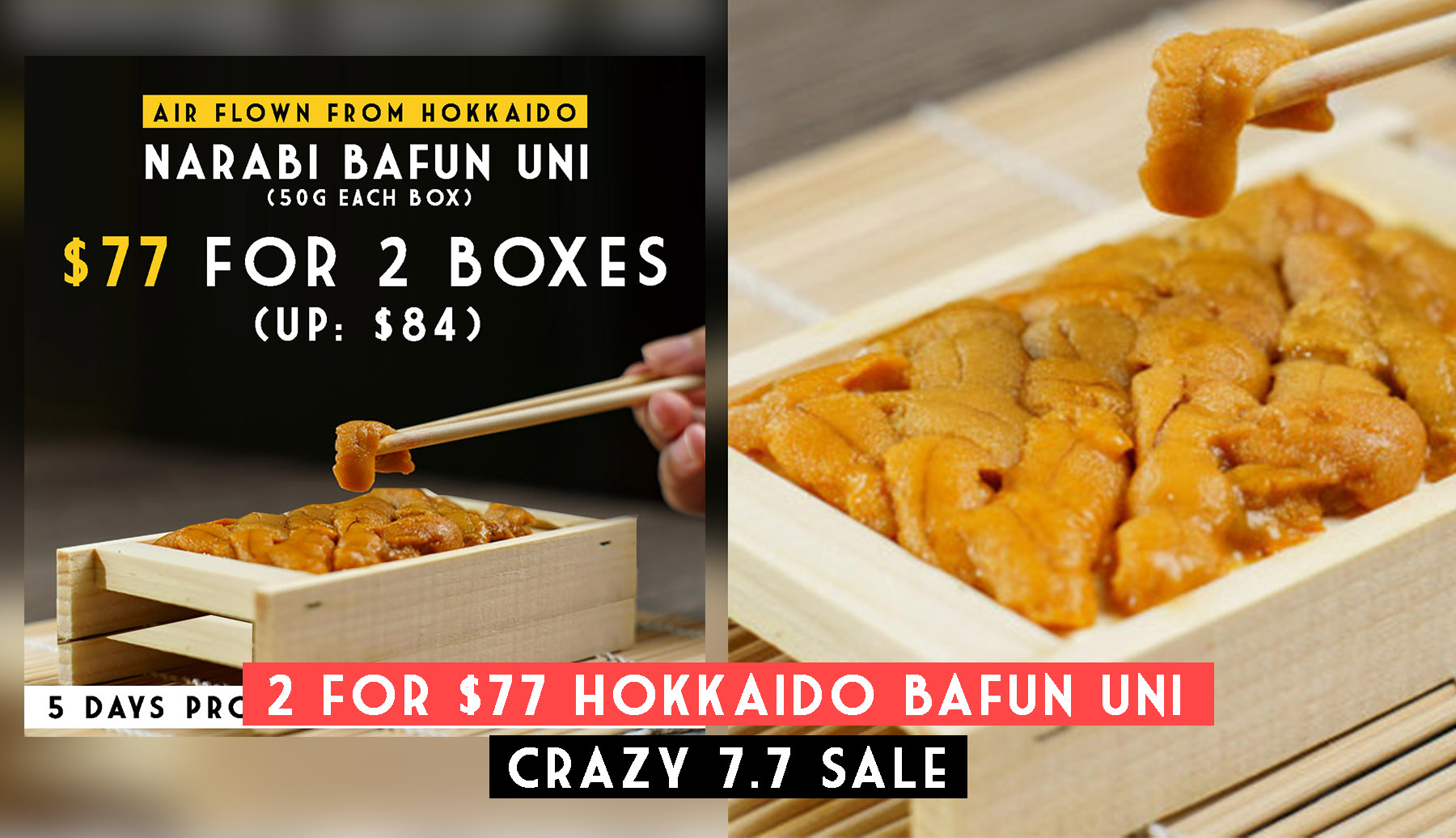 Online Japanese Grocery Store has 2 for 77 Bafun Uni for their 7th